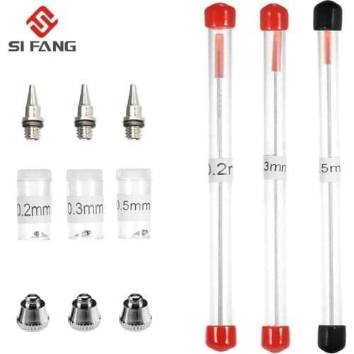 3pcs set 0.2/0.3/0.5mm Airbrush Nozzle Needle Airbrushes Spray Gun Spraying Paint Sprayer Replacement parts Tool Accessories