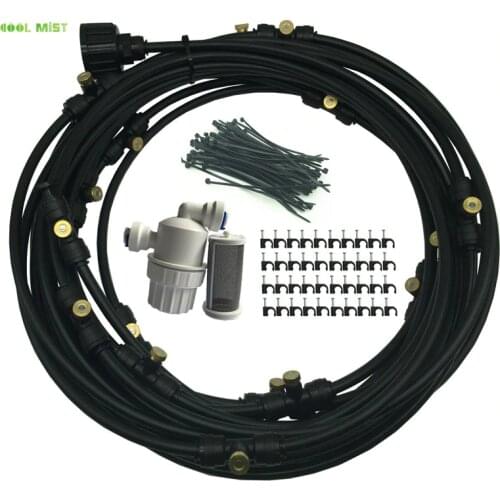 S158 High quality 12M garden patio cooling system with 16pcs mist fog nozzles 40pcs cable ties 40pcs clamps and 1pcs filter
