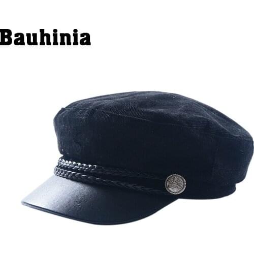 Bauhinia Fashion Blank High Quality Military Hat for Women Spring Autumn Hats Felt Cap
