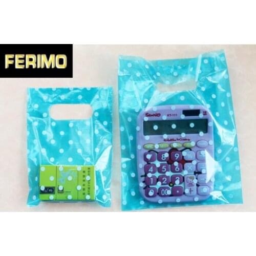 Blue dots clear Plastic Bags Packaging Handle Party Supplies Big Plastic Bags For Shops For Clothes Gift Bag With Handles pouch
