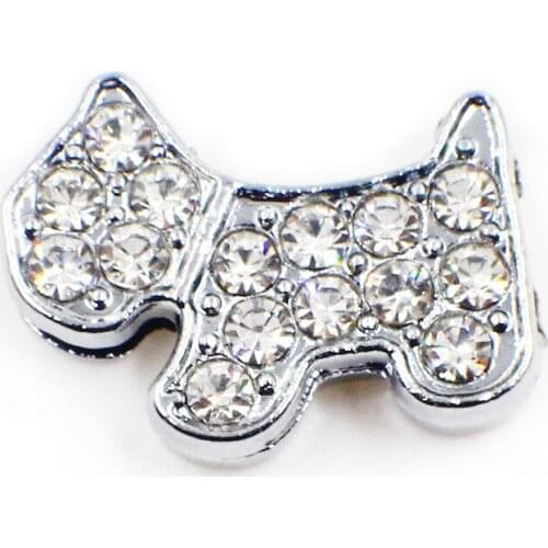 Clear Crystal Dog Slide Charms Korean Fashion Cute Dog Pet Rhinestone Slider For 8mm Belt Bracelet Wristband DIY Jewelry Making