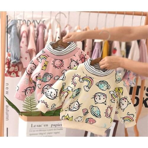 1 2 3 4 Y Baby Girls Hoodies Fashion Cartoon Print Thicken Long Sleeve Sweatshirt For Girls Toddler Kids Clothing Autumn Winter