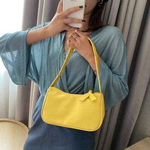 Women Shoulder Bag PU Leather Solid Color Female Handbag Fashion Armpit Bags Small Underarm Shoulder Hand Bag Tote Lady Purse