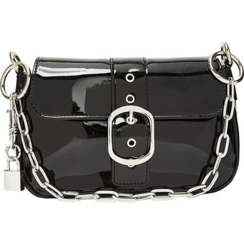 Women Bag 2021 New Patent Leather Flap Chain Lock Fashion Solid Hasp Shoulder Bag HandBag Pures Crossbody Euro-America Style