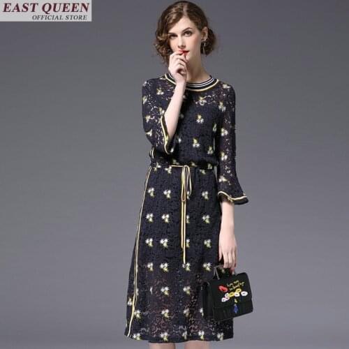 2018 Spring and Summer Womens Wear New Medium Long Style Heavy Industry Embroidery Hollowness Big Yard Lace Dress FF130 S