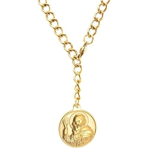 100% Stainless Steel San Benito Medal Necklaces For Women Gold/Silver Color Metal Saint Benedict Choker Necklace Collar