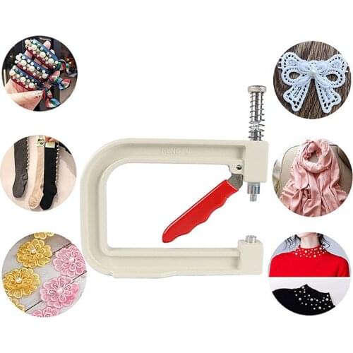 Manual Nailed Bead Machine Clothing Manual Pearl Cap Bead Rivet Craft For DIY Repair Knitting Lace Hat Hair Tools Portable 1Set