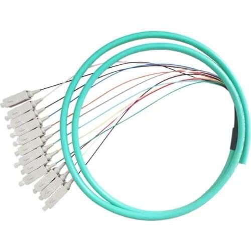 12 Fibers Pigtail SC /UPC 50/125 Multimode OM3 Bunch 12 core Fiber Optic Pigtail - 0.9mm PVC Jacket Free shipping