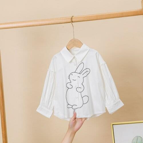 2021 Autumn Kids Clothes Girls White Blouse School Child Shirts For Teenage Girls Tops Toddler Cotton Cute Shirt Blusas 24M-16Y