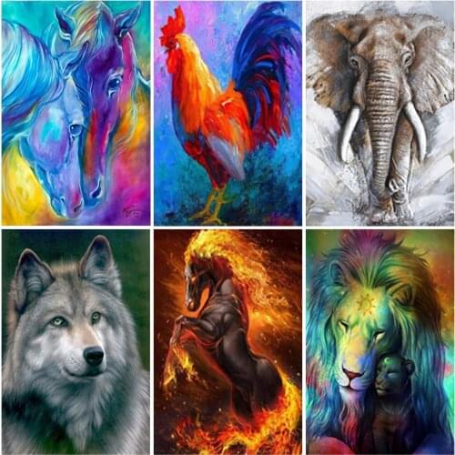 5D Diamond Painting Horse Full Square Round Animals Elephant Cross Stitch Mosaic Diamond Embroidery Rhinestones Home Decoration