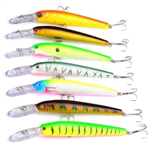 7Pcs Fishing Tackle Plastic Fishing Baits Minnow Fishing Hard Lure 15.3cm/6.02inch 16.8g /0.59oz