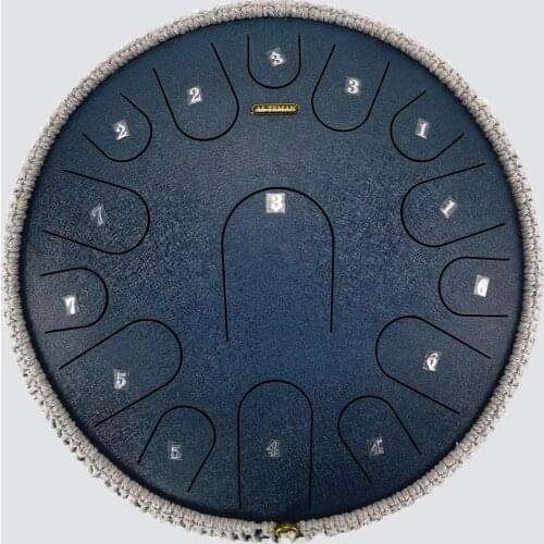 AS TEMAN TANK DRUM HANDPAN INSTRUMENT 14 INCHES 15 NOTES C MINOR BLUE STEEL TONGUE DRUM WITH GIFT SET SUITABLE FOR YOGA MEDITAT
