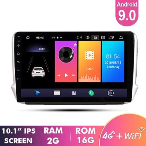 Android 9.0 10.1 Inch IPS Car Multimedia Player GPS Navigation 4G DSP Stereo MP4MP5 Player AutoRadio for 2014-2018 Peugeot 2008