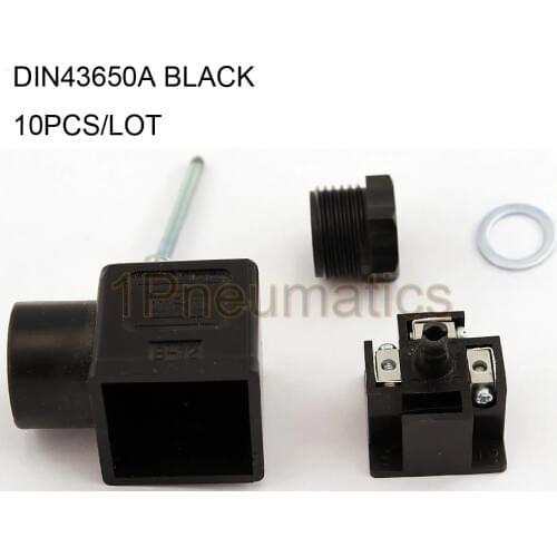 Free Shipping 10PCS/LOT DIN43650A Valve Connector Plug With Gasket and Screw Black Color 2+1GND