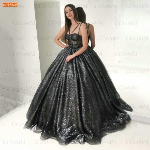 Glitter Black Evening Dresses 2021 robe de soirée de mariage Bohemian Women Party Gowns Corset Banquet vestito da festa di nozze