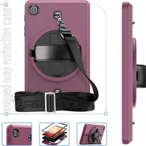 360 Rotating Stand Hand Shoulder Strap Rugged Case For Samsung Galaxy Tab A7 Lite 8.7 inch 2021 SM-T220 SM-T225 Shockproof Shell