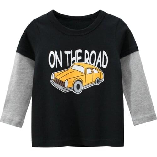 Kids T-shirts Boys Spring Cotton Long Sleeve Tops Cartoon Black 2021 New Autumn Soft T-shirt 1-8 Years Children Clothes For Boys