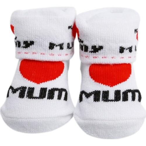 Baby Socks Rubber Slip-Resistant Floor Socks Love Dad Love Mum Cartoon Kids Socks for Girls Boys