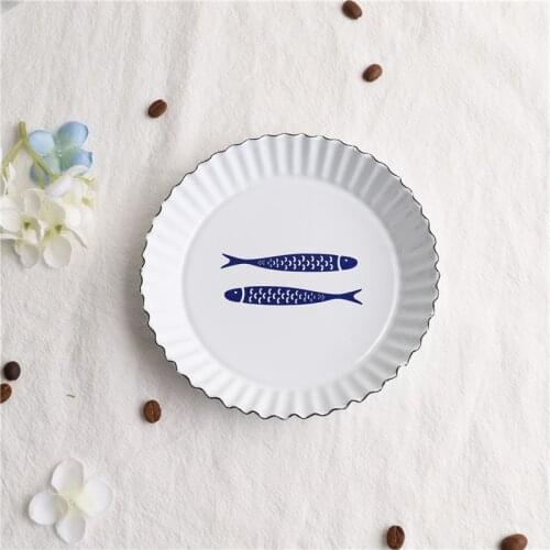 Enamel Japanese Style Chinese Block Wavy Edge Dim Sum Dish Enamel Cake Plate Snack Plate Seasoning Plate