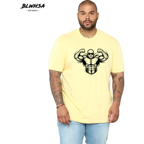 BLWHSA Bodybuilder Printing T Shirt Men Fahion Summer Short Sleeve Funny T-shirts Cool Black Print T-Shirt Tops Plus Size