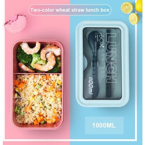 Leak-Proof lunch box for kids Wheat Straw Material food container storage Portable japanese style cute bento box with Tableware
