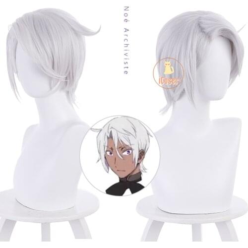 ICoser 2021 NEW Anime Vanitas no Karte Noe Archiviste Cosplay Case Study of Vanitas Short Silver White Wig Heat-resistant Hair