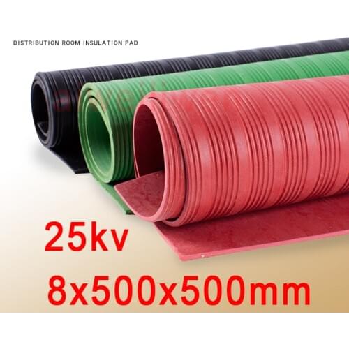 8mm thickness For 25kv high voltage insulating mat insulation pad Striped red rubber sheet distribution room insulation pad