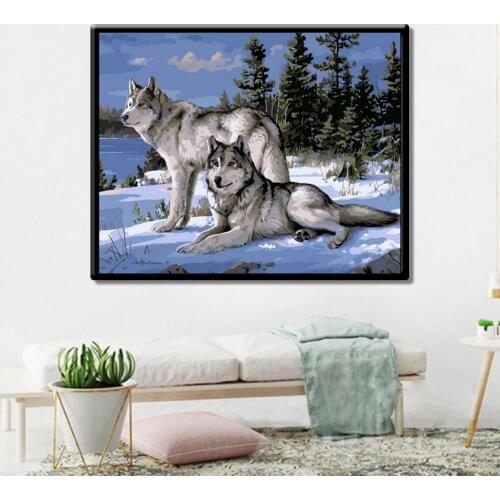 Wolf Animal DIY Oil Painting By Numbers Coloring Kit Wall Art Acrylic Painting Modern Picture Home Decor For Living Room 50x40cm