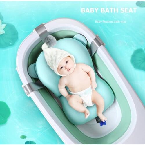 Baby Bath Mat Newborn Non-Slip Bath Tub Pad Soft Comfort Air Cushion Pillow Bed Support Cushion Foldable Soft Pillow