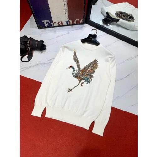 Fashion Warm Thicken 5XL Mens Sweater Rhinestone Shiny Hip Hop Autumn Design Oversized Pullover