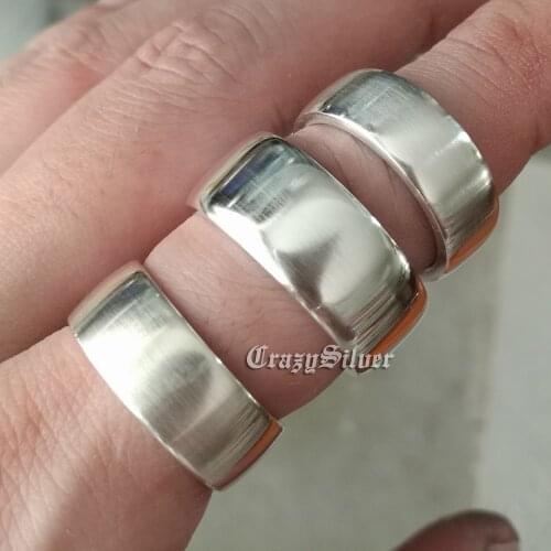 LINSION 925 Sterling Silver Open Size Simple Ring 3 Width Mens Biker Rock Punk Ring 9Y009 US Size 5~16