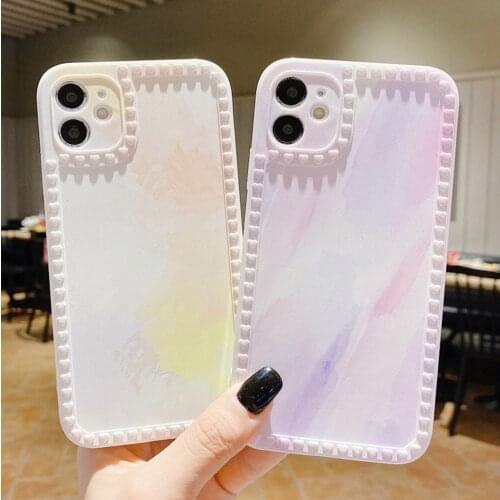 Watercolor Halo dyeing Case For iPhone 11 12 Pro Xs Max SE 6 6S 7 8 Plus X XR 12 Mini Camera Protection TPU Soft Silicon Cover