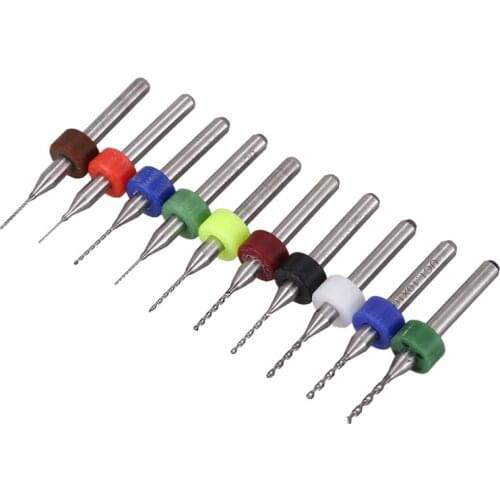 Pack of 10 Carbide mini Drill Bits CNC PCB (0.3-1.2mm)