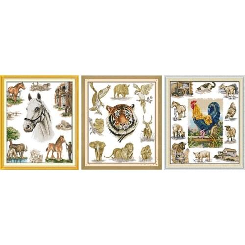 Cross stitch kits Home Of Horse Domesticated Animals king Of Animals Counted Stamped Home Decor Animal Embroidery Cross Stitch