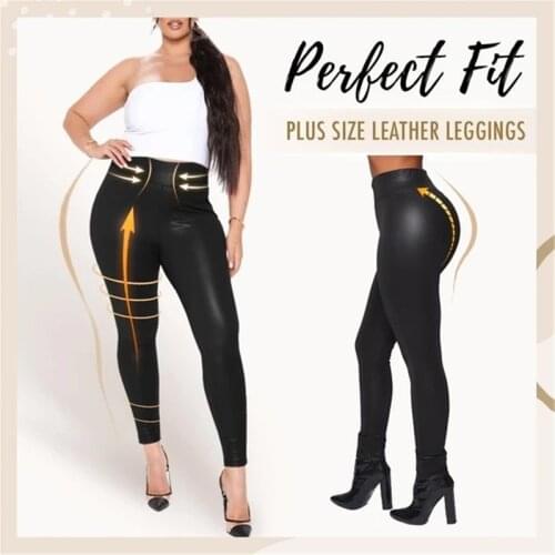 Newly Plus Size Perfect Fit PU Leather Leggings Lightweight for Women Girls Fashion DOD886