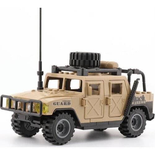 New Arrival Military Car H1 Assault Vehicle Building Block Model Weapons Desert Car Assembled Educational Toy Boy Gift X007