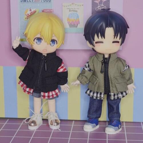 Ob11 baby clothes zipper plaid coat Molly sister head 1/12 BJD GSC plain body doll clothes doll accessories