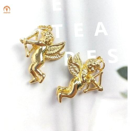 5pcs Cupid Angel Angel Wings Pendant Necklace For Women Jewelry Gold Brass Plate Cupid Angel Cherub Pendant For Necklace Jewelry