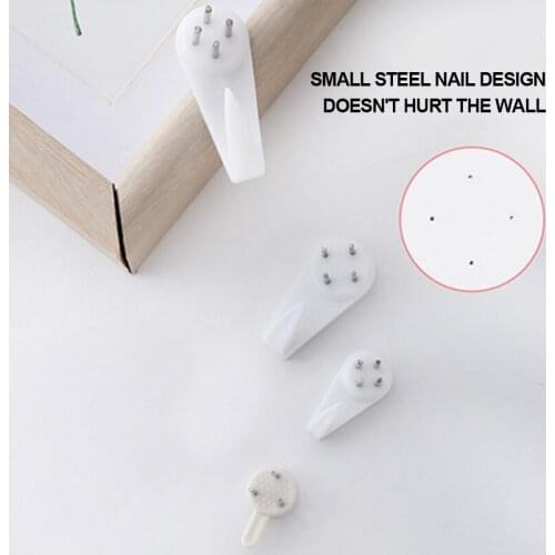 White Painting Photo Plastic Invisibl Nail Plastic Hanging Hanger Home Decor Wall Hooks Mount Picture Frame Seamless Nail