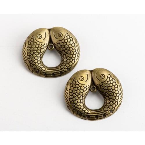 Double Fishes DIY Alloy Pendant hand-made Products Charms Jewelry Findings & Components For Jewelry Making #JY129