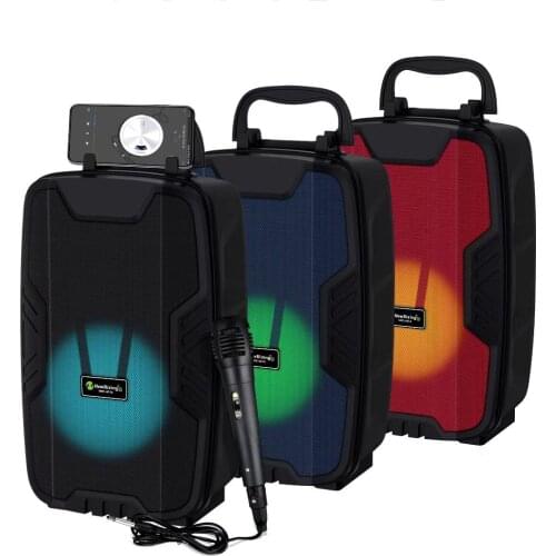 High Power 4-inch portable wooden music box bluetooth speakers LED light outdoor square dance Subwoofes support microphone Radio