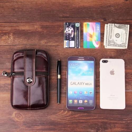 Waist Band Belt Genuine Cow Leather Mobile Phone Case For Huawei Honor 10,Y7 Prime (2018),Y6 (2018),Mate RS Porsche Design