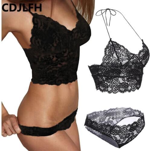 Transparent Underwear Set Women Lace Sexy Bra Set Seamless Embroidery Bralette Erotic Lingerie Fashion Black White Red Purple