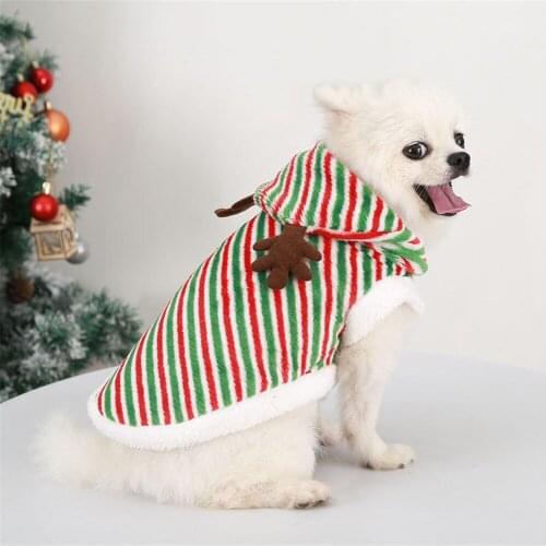 Christmas Dog Clothes for Small Dogs Hoodie Winter Warm Dog Jacket Coat Santa Elk Pet Dog Clothing for Dogs Jumpsuit