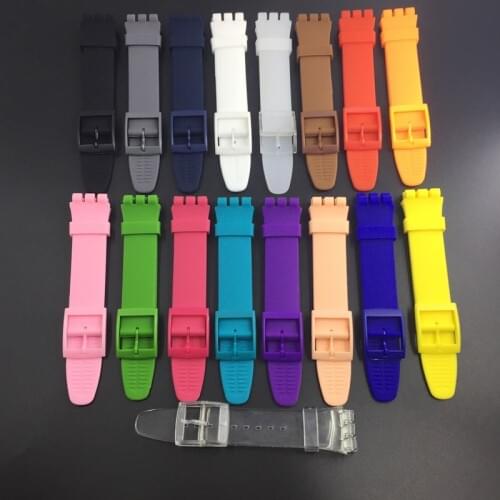For Swatch Watch 16mm 17mm 19mm 20mm Bracelet Strap Band Accessories Colorful Soft Silicone Watchband for Swatch