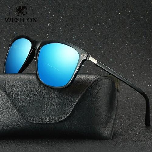 WESHION Sqaure Sunglasses Polarized Men Women Sport Coating Mirror Sun Glasses 2018 Fashion Oculos De Sol Black Frame Eyewear