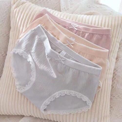 Flamingo Japanese Modal Mid- Waist Underwear Women 's Breathable Korean Style Cotton Antibacterial Crotch Seamless Briefs