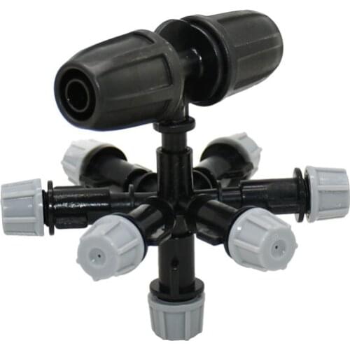 Hanging Multi-nozzle anti drip misting nozzle with 3/8" tee cross mist sprinkler fog greenhouse misting unit 1set