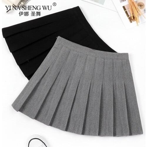 Women High Waist Thicken Pleated Skirt Slim Waist Casual Uniform Skirt Fashion Mujer Summer Vogue Student Uniform Pleated Skirt
