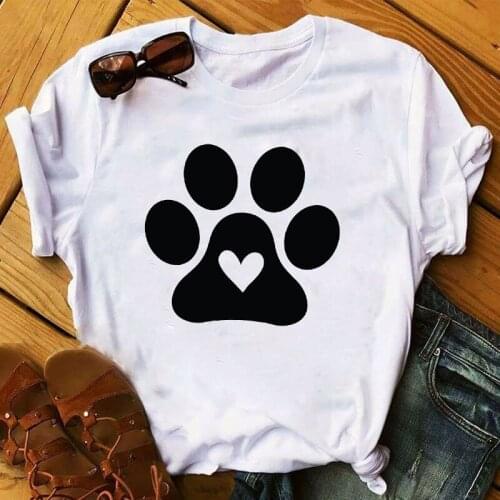 2021 Hot Dog Footprints Harajuku Women Street Fun Round Neck T-shirt Fashion Summer High-quality Hip Hop T-shirt